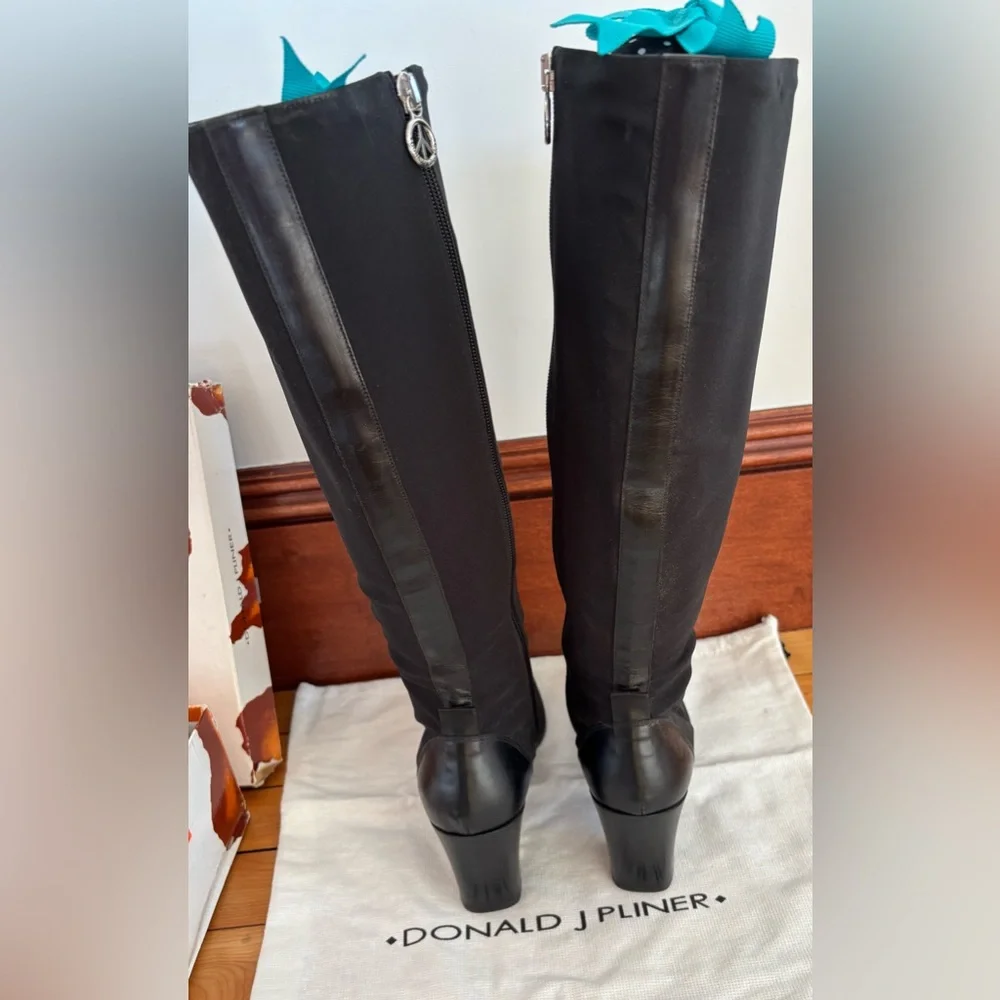 Donald J. Pliner Black Knee-High silk elastic Women's Boots size 7 NEW
